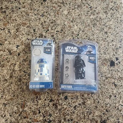 2010 Star Wars Darth Vader And R2D2 Flash Drive/usb Drive Set Of 2 New • $23.19