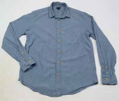 J.Crew Chambray Shirt Mens Medium Blue Long Sleeve Button-Down Slim Fit Cotton • $19.97