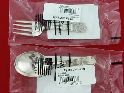 Wallace Sterling Silver Baby Spoon & Fork With Nursery Rhyme New In The Wrapper • $149
