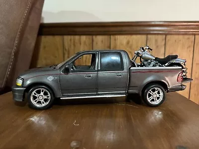 1/18 Scale F-150 Ford Super Crew Truck And Harley Davidson Motorcycle Set Mint • $125