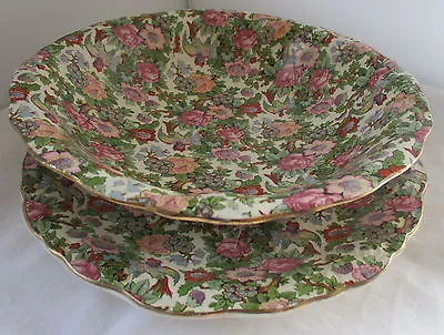 £48.36 • Buy Rare Crown Ducal Victoria Large Chintz Pierced Berry Bowl And Plate - As Is
