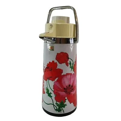 Vintage Air Pot Pump Vacuum Liquid Dispenser Hot Cold Floral Print Coffee Juice • $27.33