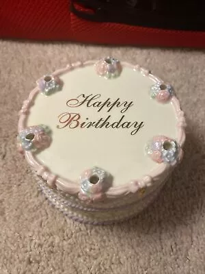 Vintage Lenox  Happy Birthday Musical Cake  Music Plays Music Box • $50