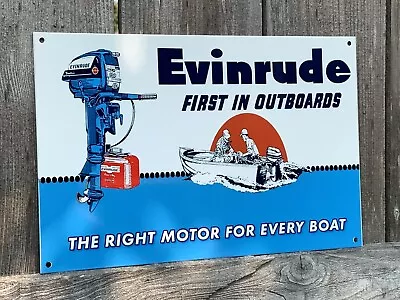 12in EVINRUDE OUTBORDS MARINE PRODUCTS  OIL Gas Vintage Style Heavy Steel Sign • $49.99