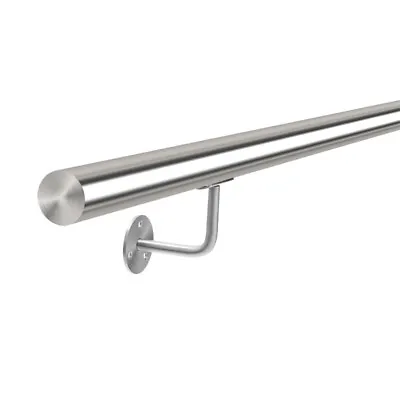 304Grade Brushed Stainless Steel Stair Handrail Satin Metal Bannister Round Rail • £49.95
