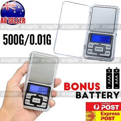 Mini Pocket Digital Scales 500/0.01g Balance Gram Jewellery Precision Weight HOT • $10.93