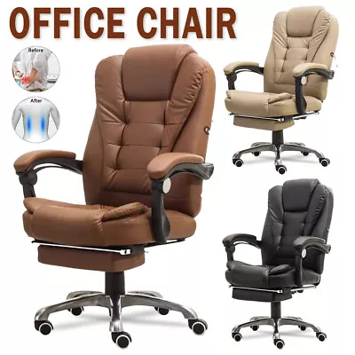 Office Chair Computer Desk Executive Gaming Racing Seat PU Leather With Footrest • $125.99