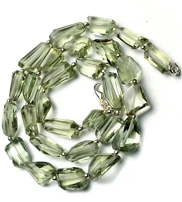 Green Amethyst Prasiolite Gem 11 To 14 Mm Size Faceted Nugget Beads Necklace 18  • $27.20