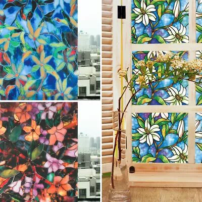 Pattern Non-Adhesive Privacy 3D Static Cling Window Films Window Glass Sticker • £9.34