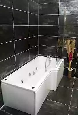 Right Hand L Shape Spa Shower Bath & Screen With Whirlpool & Light • £622.49