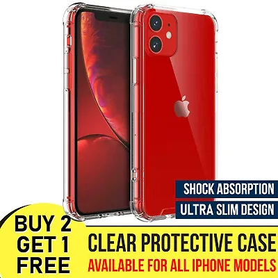 Clear Case For IPhone 12 11 XR SE Screen Protector Shockproof Silicone Gel Cover • £1.99