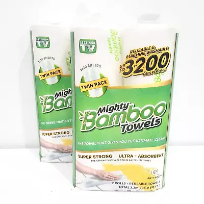 Mighty Bamboo Towels As Seen On TV Washable Reusable Strong Absorbent 4 Rolls • $22.45