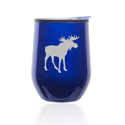 Stemless Wine Tumbler Coffee Travel Mug Glass Cup W/ Lid Moose • $15.99