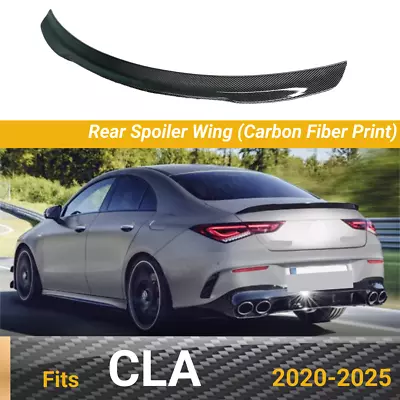 Fits 2020-2025 Mercedes CLA-Class Carbon Fiber Print Rear Trunk Spoiler Lip Wing • $109.99