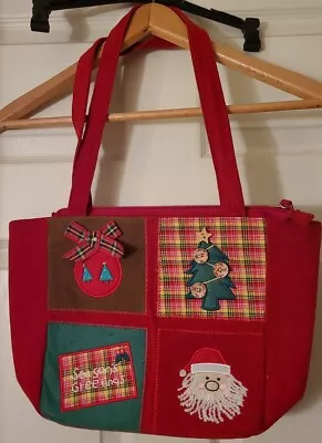 Kim Rogers Festive Red Courdary Christmas Pocketbook Purse Santa Tree Holiday • $15