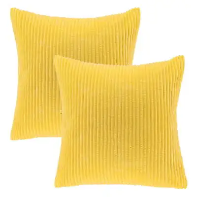 2 Pack Soft Corduroy Striped Velvet Square Decorative Throw Pillow Polyester • $28.13