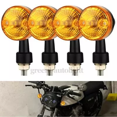 4PC Motorcycle Amber Turn Signals Blinker Indicator Light Bullet Black Universal • $14.98