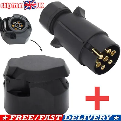 7 Pin 12 V Trailer Socket Plug Tow Bar Electrics Connector Towing Wiring Adapter • £7.17