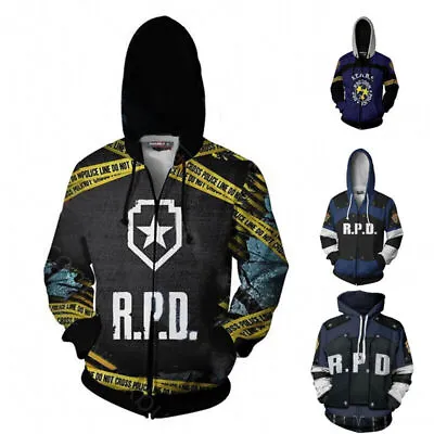Resident Evil 2 RPD Leon·S·kennedy Cosplay Game Hoodie 3D Mens Zipper Sweatshirt • $26.20