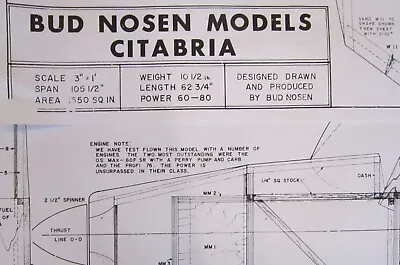 Balsa Bud NOSEN CITABRIA KIT 106 Inch Quarter Scale Giant With Saito 91 . . . . • $227.50