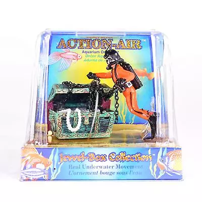 Aquarium Decoration With Moving Treasure Chest Floating Diver And Bubble Act... • $25.58
