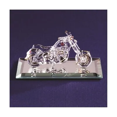 Motorcycle With Crystal Accents Glass Figurine • $31.32