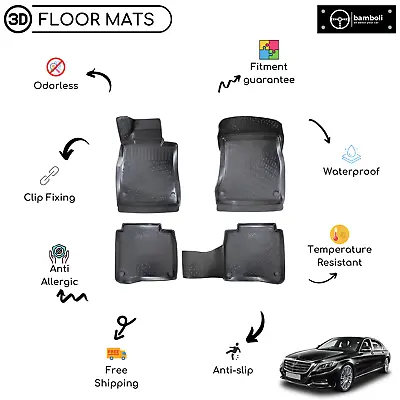 3D Molded Interior Car Floor Mat For Mercedes S Class W222 2014-UP (Black) • $94.90