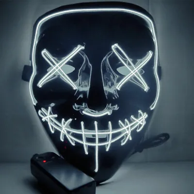 $14.99 • Buy V For Vendetta Guy Fawkes LED Light Up 3 Mode Costume Cosplay Mask WHITE