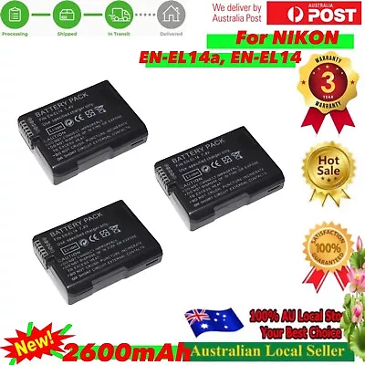 3x 2.6AH EN-EL14 EN-EL14A ENEL14 Battery For Nikon D3100 D3200 D3300 D3400 D3500 • $59.95