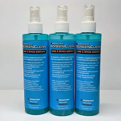 Lot Of 3 NEW Monster ScreenClean Alcohol Free Liquid Gel Cleaner 237 ML(8oz Ea) • $28.86