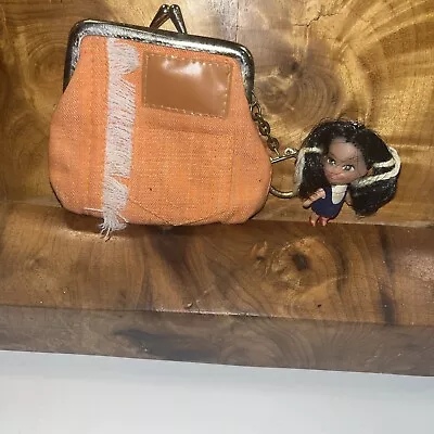 Vintage 1970’s Little Kiddle Clone Doll Keychain Miniature Orange Snap Purse • $14.95