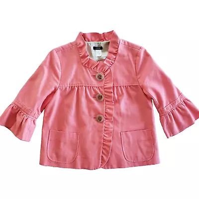 J. Crew Ruffle Fiona Blazer Women 2 Coral Pink Lined Jacket Career Casual Preppy • $20