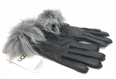 UGG Australia 3 PT LONG TOSCANA Trim SMART GLOVES LEATHER 1089973 Black • $59.99