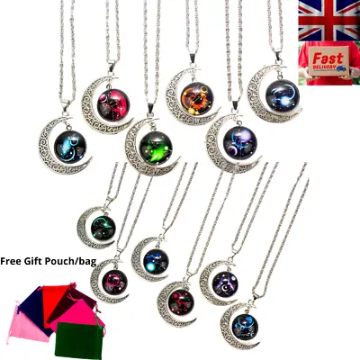 Necklace Moon Zodiac Astrology Horoscope Sign Star Constellation Pendant New • £3