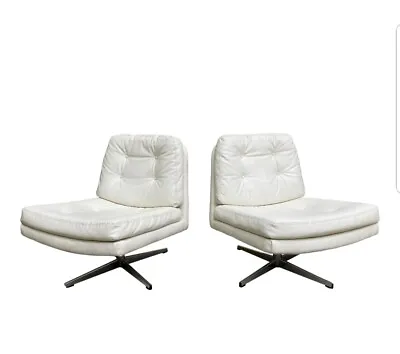 Vintage Milo Baughman Style Swivel Lounge Chairs • $1600