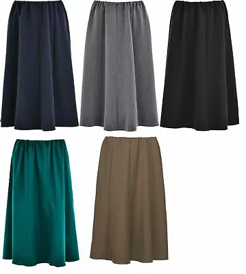 New Ladies Womens 8 Panel Plain Skirt Elasticated Waist 27 Inch Length • £13.98