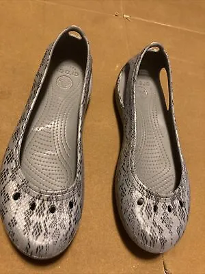 Org CROCS Women 10 Flats Slip On Mary Jane Shoes Silver Vietnam Free Shipp Nice • $21
