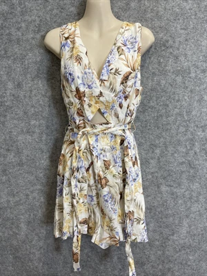 $40 • Buy Forever New Womens Designer Boho Floral Linen Mix Blet Romper Playsuit 12/M (499