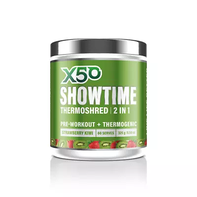 X50 Showtime Pre-workout Thermoshred 60 Serves Energy Focus Endurance Fat Burner • $69.95