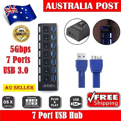 Multi Use USB 3.0 Hub 7-Port Super Speed 5Gbps Slim Smart Splitter  USB Hub Tool • $23.99