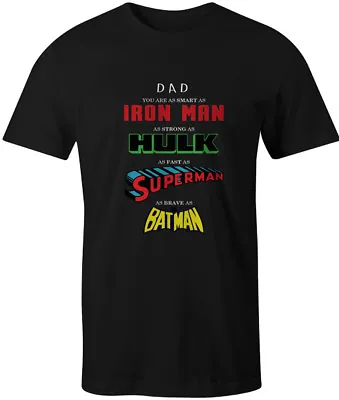 Superhero Dad T-Shirt Father's Day Gift Superman Iron Man Hulk Tee Marvel • £9.49