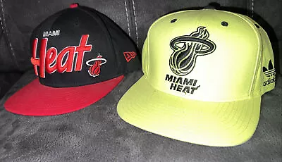 Lot 2x Miami Heat Hats HWC Hardwood New Era 9Fifty SnapBack-Adidas Neon Yellow • $34