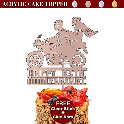 Personalised Bike Wedding Anniversary Acrylic Cake Topper 10th 25th 30th 40th UK • £4.79