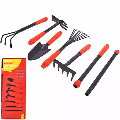 AMTECH  7pc GARDEN TOOL KIT HOE RAKE FORK TROWEL GARDENING HAND TOOLS NEW • £11.95