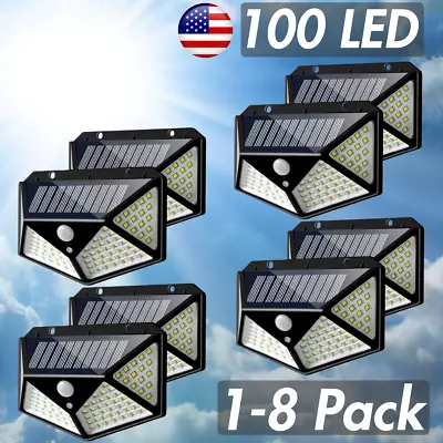 Solar Power 100 LED Light PIR Motion Sensor Outdoor Security Lamp Wall Garden • $12.99