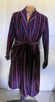 Vintage State O Maine Rayon Knit Robe Striped Red White Blue Medium C46 • $23.99