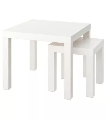 Ikea LACK Set Of 2 Side Tables Square Bedroom Drink Tea Coffee Home Office White • £33.45