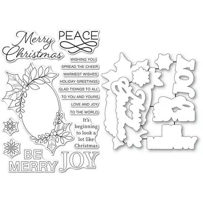 Memory Box  FESTIVE CHRISTMAS GREETINGS  Clear Stamps + Dies Set Bundle MSRP $44 • $38.95