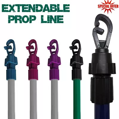 X2 Extendable Prop Line Heavy Duty Clothes Washing Pole Outdoor Support Dry Over • £10.99