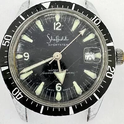Vintage 36mm Sheffield Sportster Diver Style Men's Mechanical Wristwatch Swiss • $65